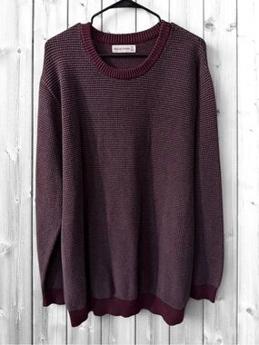 🌼MUTUAL WEAVE BURGUNDY GRAY CREWNECK SWEATER